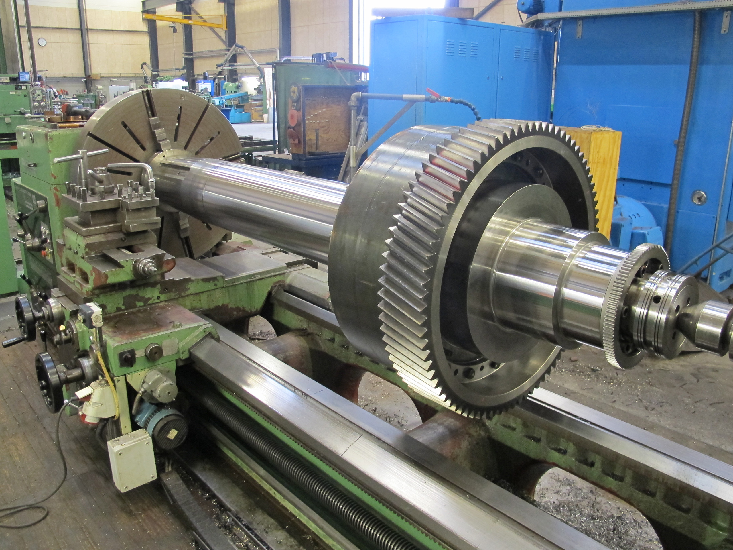 Shaft in lathe