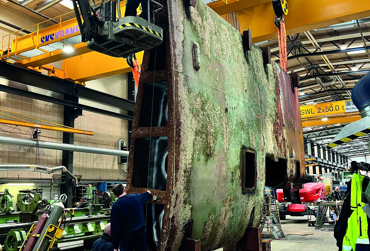 Rudder in workshop