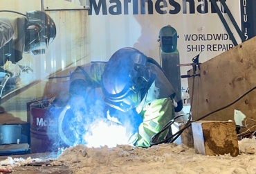 Welding on th rudder