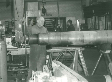 Svend Peter straightening a rudder stock